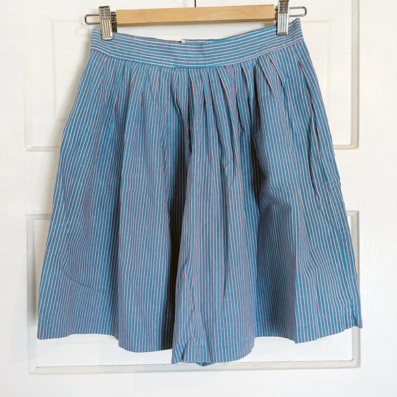 Vintage Striped Skort with Pockets - Turqoise with Red and White - Size 2 - XS - Picture 4 of 6